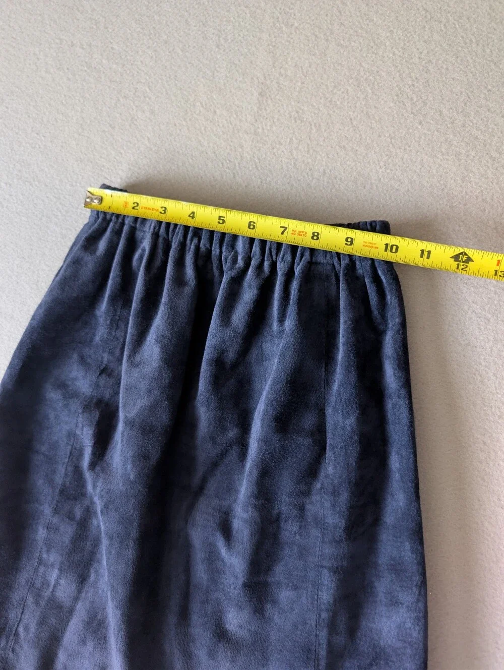 Leather City Navy Genuine Suede Mini Skirt Sz Small Edgy Avante Garde Tailored